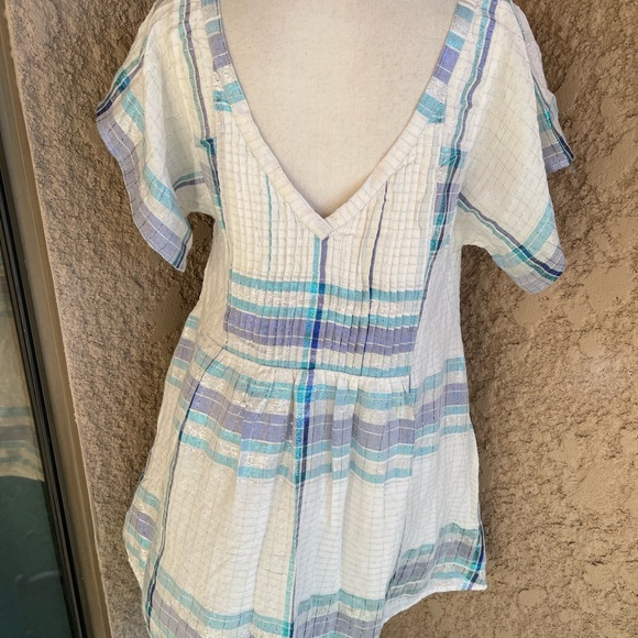 Free People Plaid and Shimmery Loose and Flowy Mini Dress - Picture 10 of 10